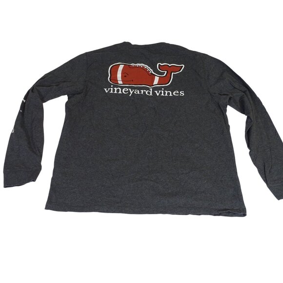 Vineyard Vines Men Long Sleeve Graphic T-Shirt Gray Football Whale Logo Size L - Picture 3 of 9